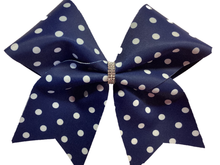 Load image into Gallery viewer, Navy Blue Mystique Fabric Cheer Bows
