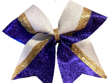 Load image into Gallery viewer, Royal Blue Glitter Cheer Bows with Combination Tails
