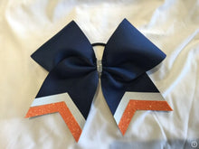 Load image into Gallery viewer, Navy Blue Grosgrain Cheer Bows with Combination Tails

