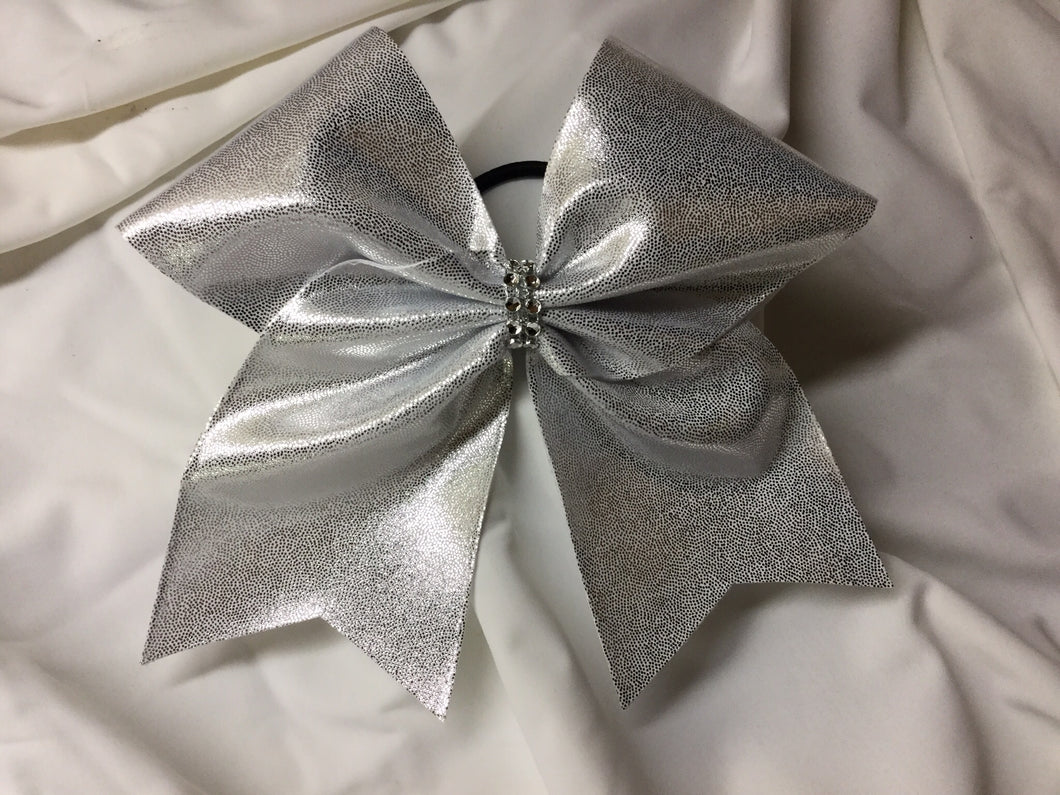 Silver Mystique Fabric Cheer Bows