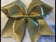 Load image into Gallery viewer, Gold Mystique Fabric Cheer Bows
