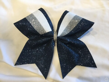 Load image into Gallery viewer, Navy Blue Glitter Swish Cheer Bow

