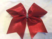 Load image into Gallery viewer, Hunter Green Mystique Fabric Cheer Bows

