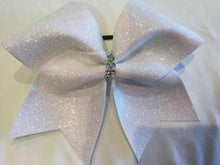 Load image into Gallery viewer, White Glitter Cheer Bows
