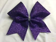 Load image into Gallery viewer, Purple Glitter Cheer Bows
