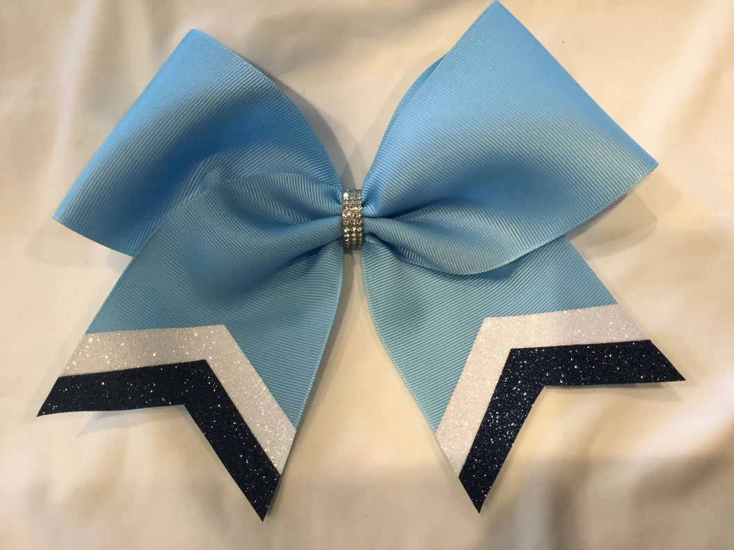 Columbia Blue Grosgrain Cheer Bows with Combination Tails