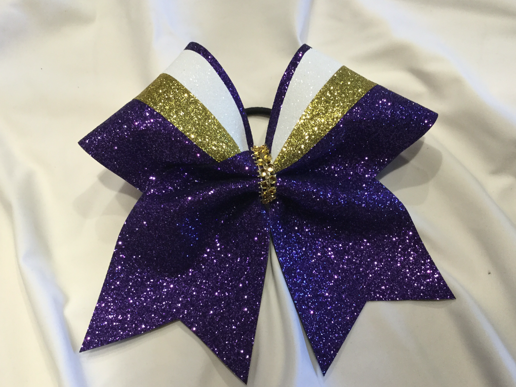 Purple Glitter Swish Cheer Bow